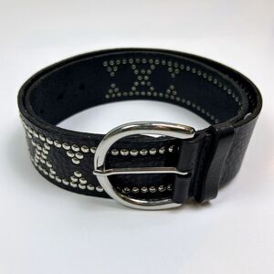 Banana Republic Vintage Y2K Studded Leather Belt Black Silver Biker Moto Goth M